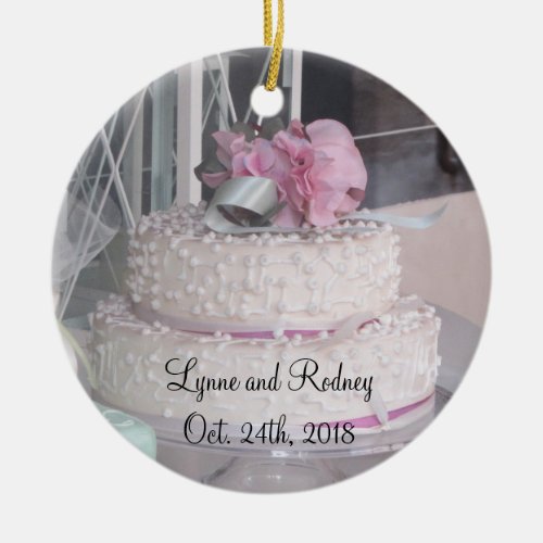 Wedding Cake Save the Date Ceramic Ornament