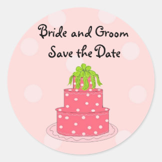 Wedding Cake Save the Date Classic Round Sticker