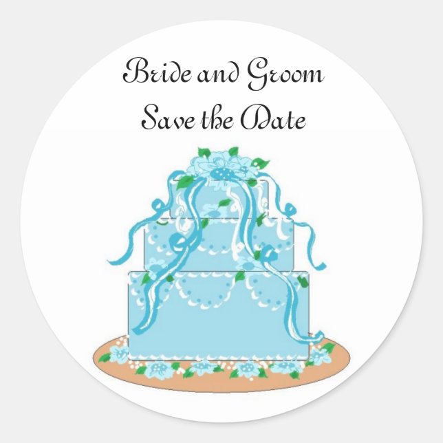 Wedding Cake Save the Date Classic Round Sticker (Front)