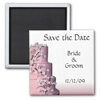 Wedding Cake Save The Date Magnets by PMCustomWeddings at Zazzle
