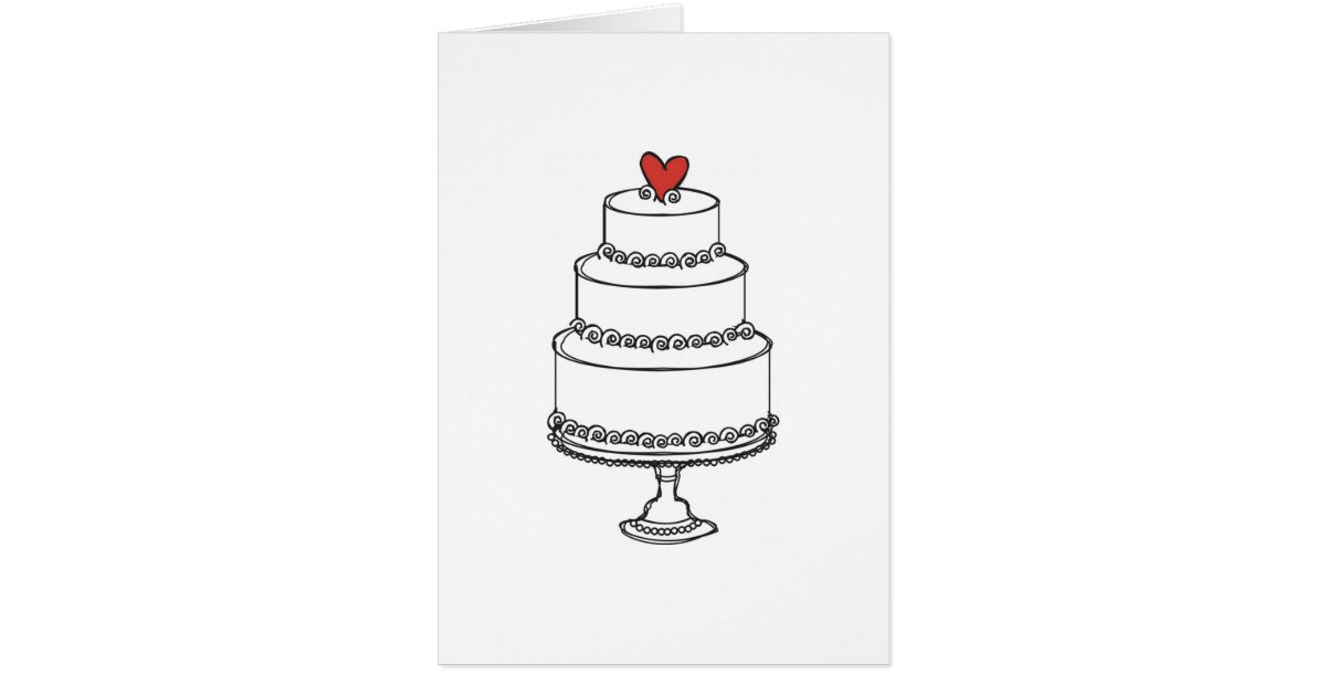 Wedding Cake Sketch - Plain Card | Zazzle.com