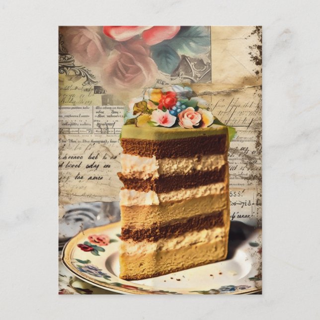 Wedding Cake Slice Postcard (Front)