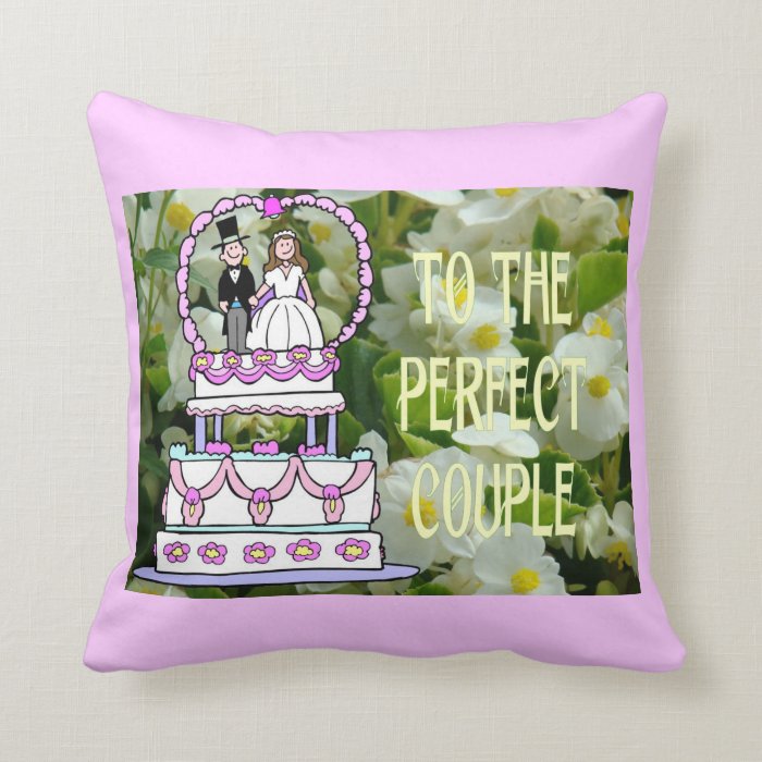 Wedding cake, to the perfect couple throw pillows