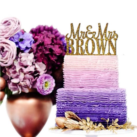 Wedding Cake Topper - Modern Script Mr & Mrs (Front)