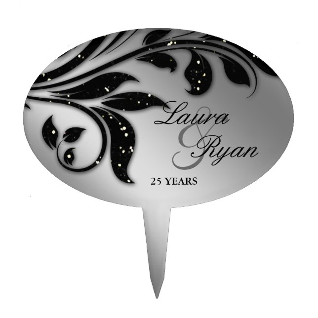 Wedding Cake Topper Silver Wedding Anniversary (Front)