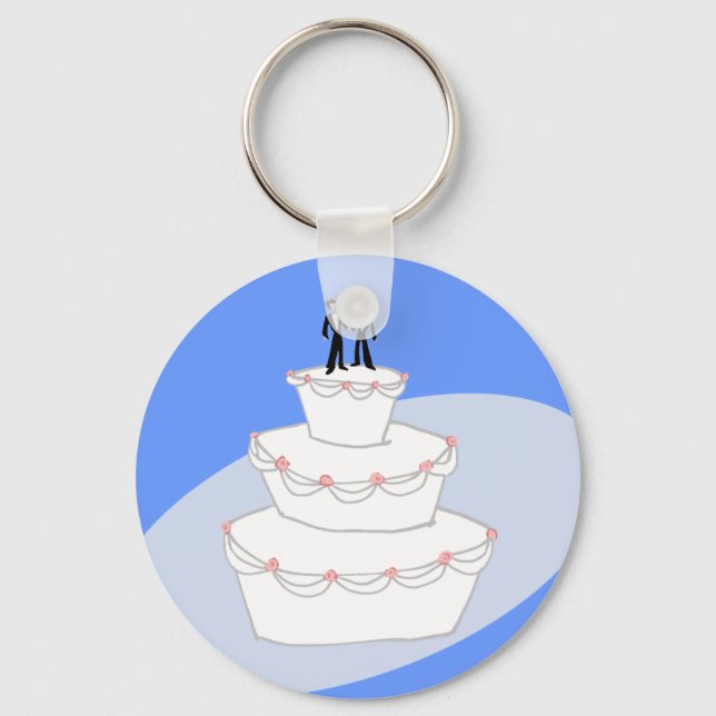 Wedding Cake Two Grooms Keychain (Front)