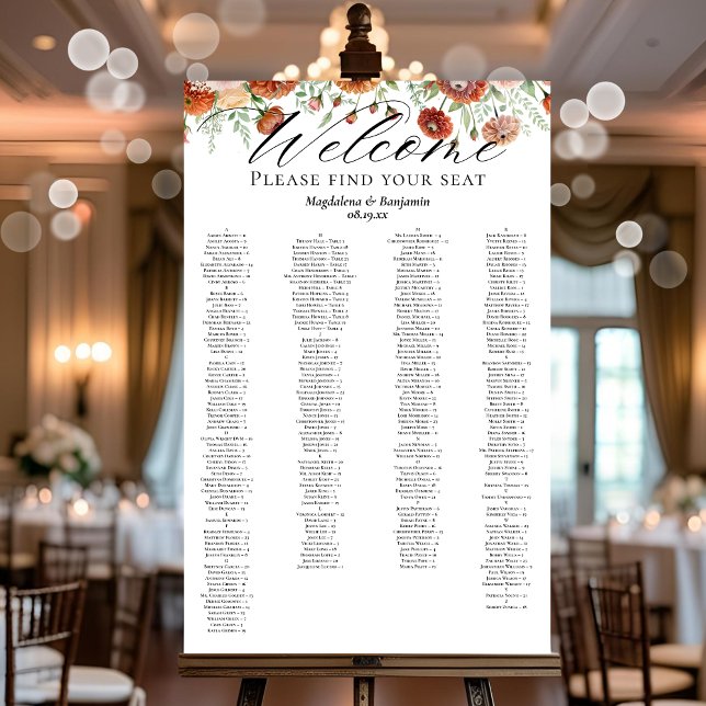 Wedding Calligraphy Alphabetical Seating Chart Foam Board (Creator Uploaded)
