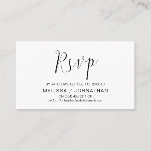 Wedding Calligraphy Black Script Dinner RSVP Enclosure Card