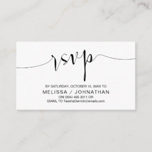Wedding Calligraphy, Black Script, Dinner RSVP Enclosure Card