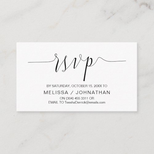 Wedding Calligraphy Black Script Dinner RSVP Enclosure Card
