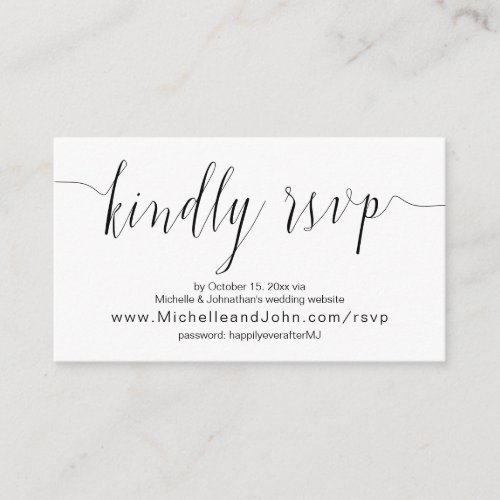 Wedding Calligraphy Black Script Dinner RSVP Enclosure Card