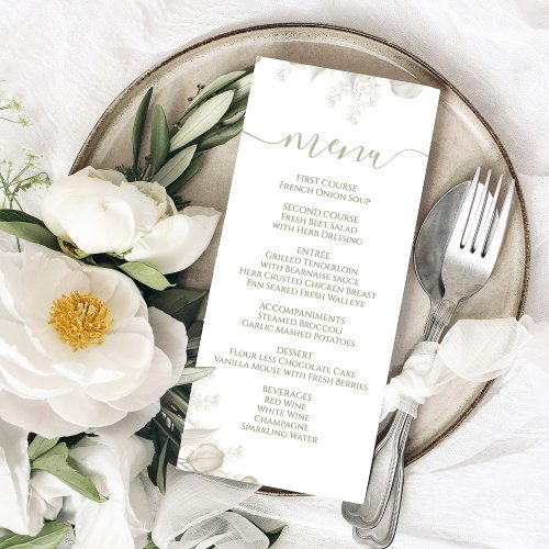 Wedding Calligraphy Dinner Menu Sage Green