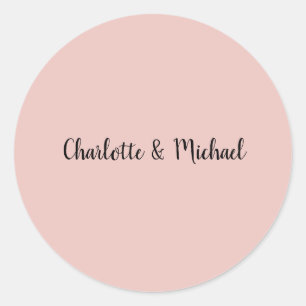 Wedding Calligraphy Elegant Rose Gold Plain Name Classic Round Sticker
