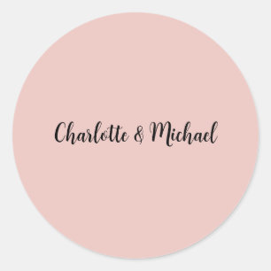 Wedding Calligraphy Elegant Rose Gold Plain Name Classic Round Sticker
