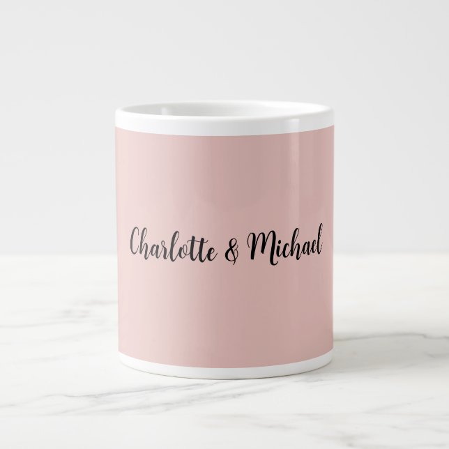 Wedding Calligraphy Elegant Rose Gold Plain Name Giant Coffee Mug (Front)