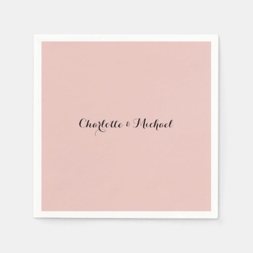 Wedding Calligraphy Elegant Rose Gold Plain Name Napkins