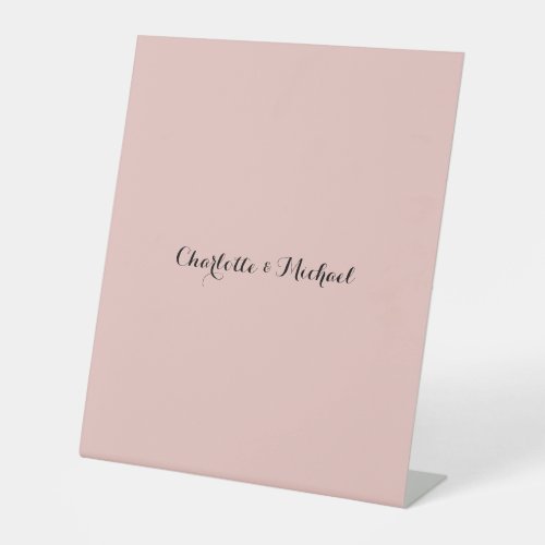 Wedding Calligraphy Elegant Rose Gold Plain Name Pedestal Sign