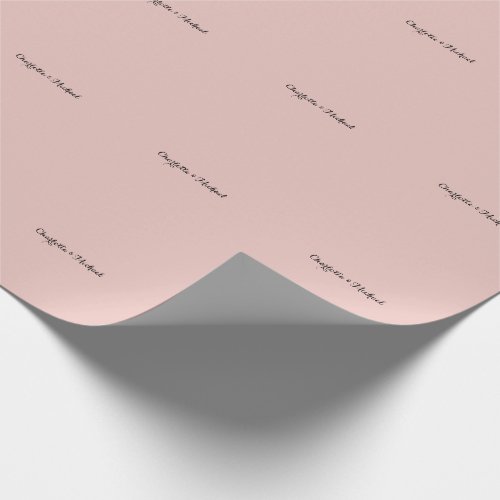 Wedding Calligraphy Elegant Rose Gold Plain Name Wrapping Paper