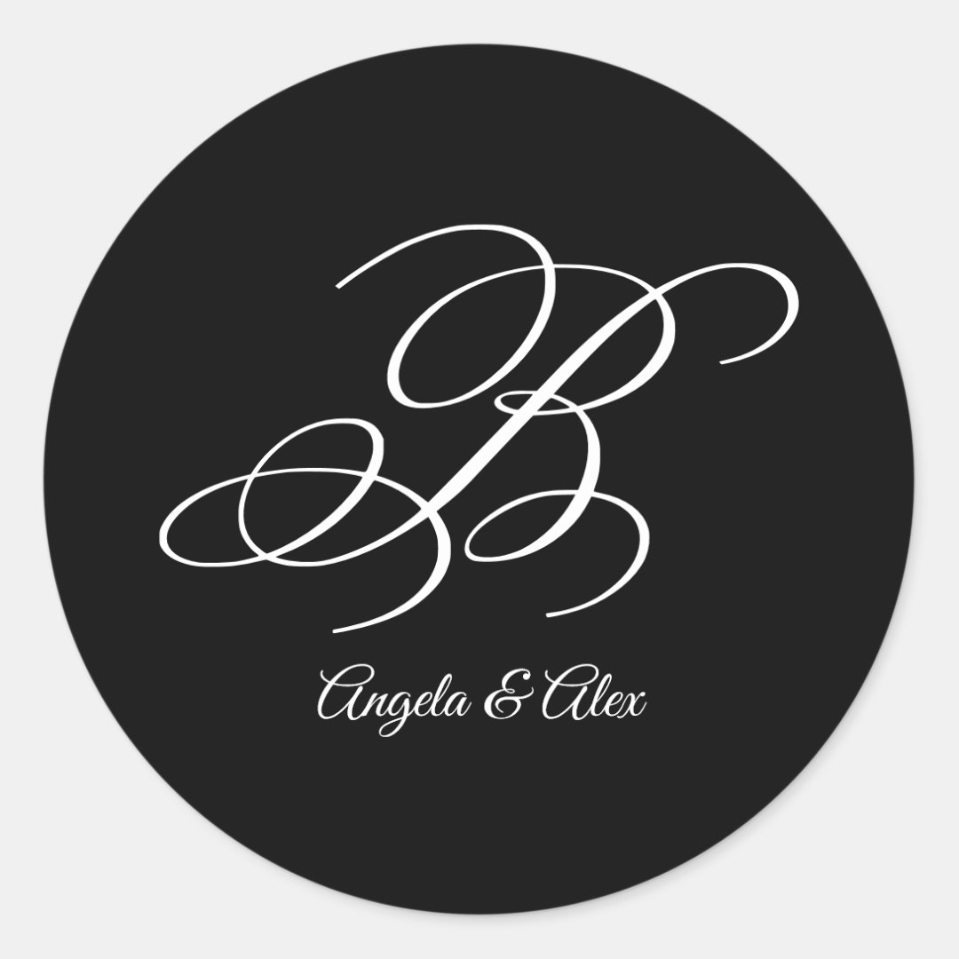 Wedding Calligraphy Fancy Letter B Monogram Classic Round Sticker | Zazzle