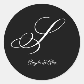 Wedding Calligraphy Fancy Letter S Monogram Classic Round Sticker by cliffviewgraphics at Zazzle