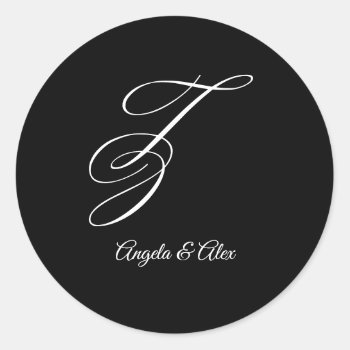 Wedding Calligraphy Fancy Letter Z Monogram Classic Round Sticker by cliffviewgraphics at Zazzle