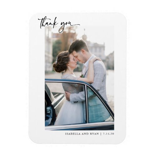 Wedding Calligraphy Magnetic Photo Thank You Card  Magnet