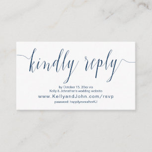 Wedding Calligraphy, Navy Blue, Online Dinner RSVP Enclosure Card