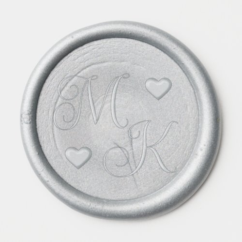 Wedding Calligraphy Script Monogram Hearts Wax Seal Sticker