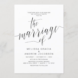 Wedding Calligraphy, Simple Black Script, Marriage Invitation