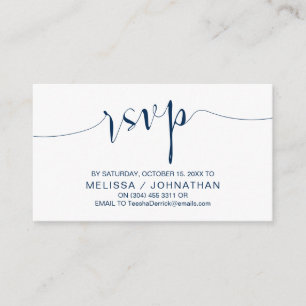 Wedding Calligraphy, Simple Navy Blue, Dinner RSVP Enclosure Card