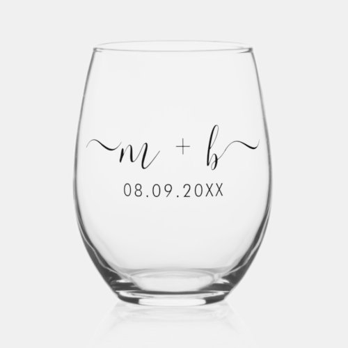 Wedding Calligraphy Stemless Wine Glass