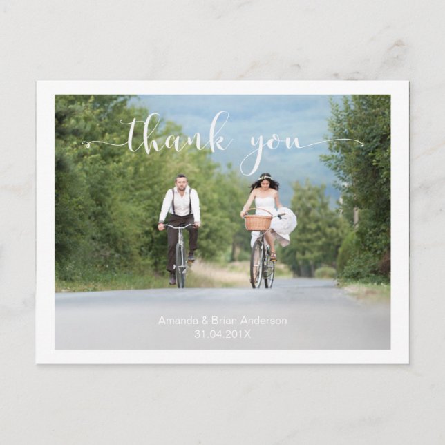 Wedding Calligraphy Thank You Photo Postcard (Front)