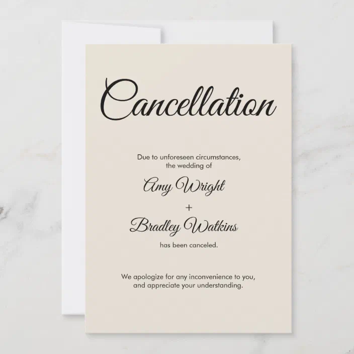 Wedding Cancellation Announcement Plan change card Printable Change of Plans Wedding Card Cancel Wedding Card Editable