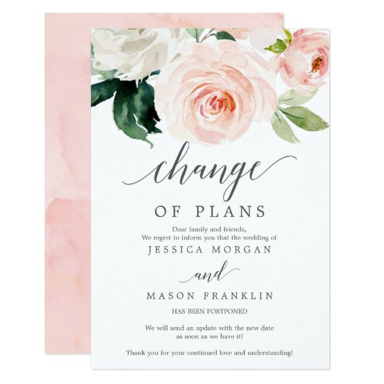 Wedding Cancellation - Postponed - Change of Plans Invitation