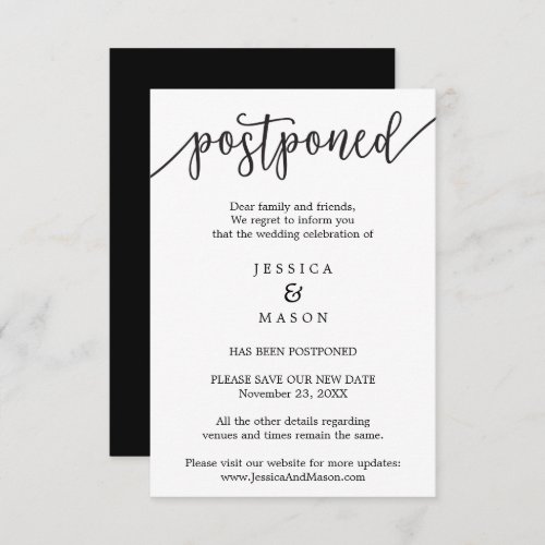 Wedding Cancellation Postponed Change the Date Invitation