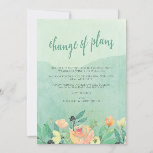 Wedding Cancellation Postponed New Plans Floral Invitation