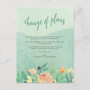 Wedding Cancellations Change of Plans Postponed Postcard