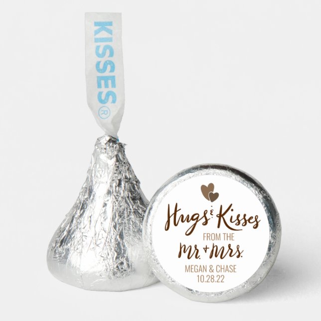 Wedding Candy Favors Hugs and Kisses Stickers  (Front)