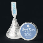 Wedding Candy Favors in Dusty Blue Hugs and Kisses<br><div class="desc">This adorable wedding favor sticker will be a great addition to your wedding.</div>