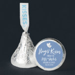 Wedding Candy Favors in Dusty Blue Hugs and Kisses<br><div class="desc">This adorable wedding favor sticker will be a great addition to your wedding.</div>