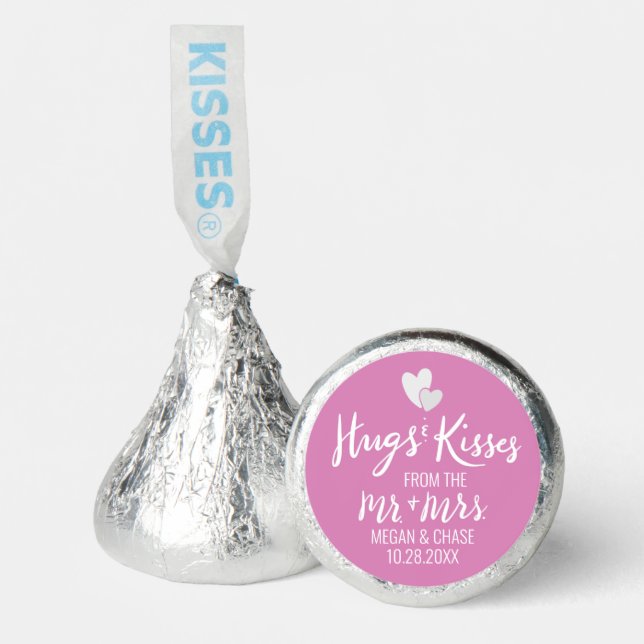 Wedding Candy Favors in Pink Hugs and Kisses (Front)