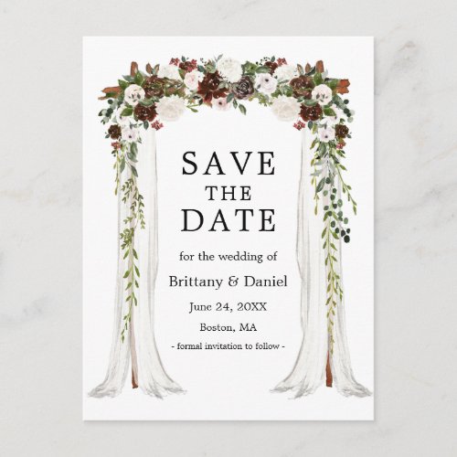 Wedding Canopy Arch Watercolor Boho Floral Announcement Postcard