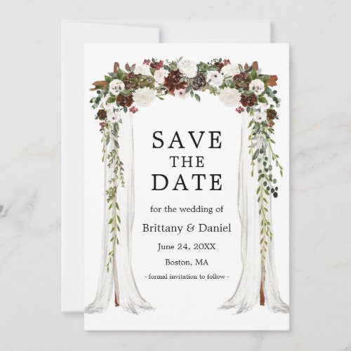 Wedding Canopy Arch Watercolor Boho Floral Save The Date