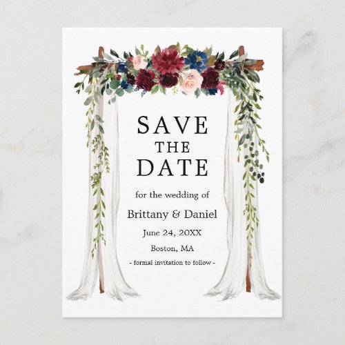 Wedding Canopy Arch Watercolor Floral Announcement Postcard