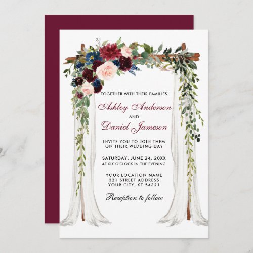 Wedding Canopy Arch Watercolor Floral Invitation