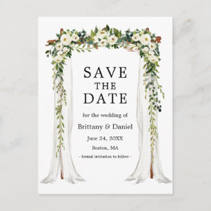 Wedding Canopy Arch Watercolor Green Floral Announcement Postcard