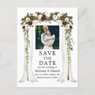Wedding Canopy Arch Watercolor Green Forest Floral Announcement Postcard