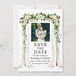 Wedding Canopy Arch Watercolor Green White Floral Save The Date