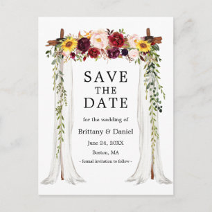 Wedding Canopy Arch Watercolor Mixed Floral Announcement Postcard
