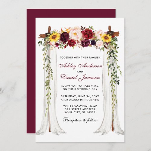 Wedding Canopy Arch Watercolor Mixed Floral Invitation